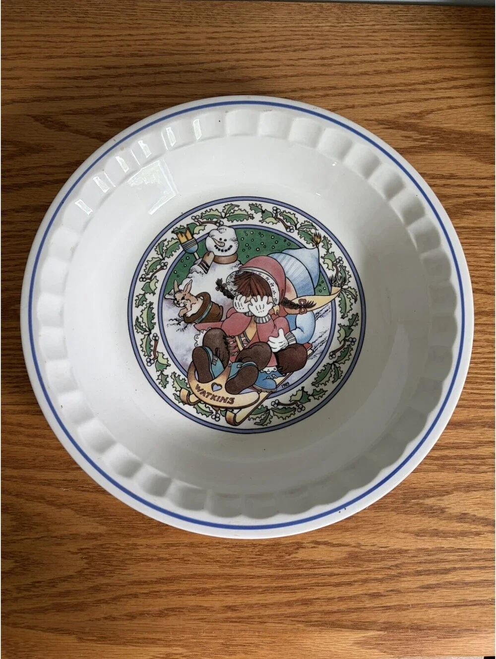 Vintage Watkins 80s Country Kids Collectors Fireside French Apple Pie Plate
